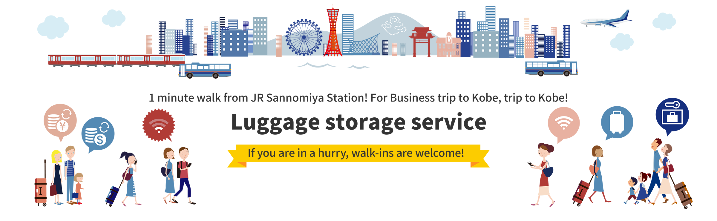 1 minute walk from JR Sannomiya Station! For Business trip to Kobe, trip to Kobe!Luggage storage service!If you are in a hurry, walk-ins are welcome!